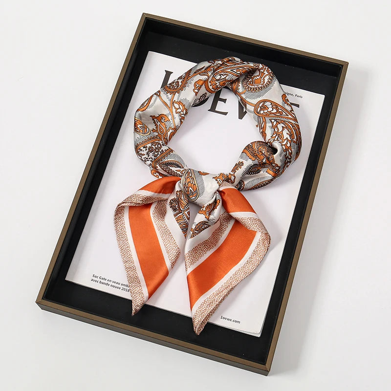 Bohemian Style Print Luxury Brand Silk Square Scarf Women Satin Shawls Neckerchief Wrap Scarves Bandana Hair Hjiab Floral