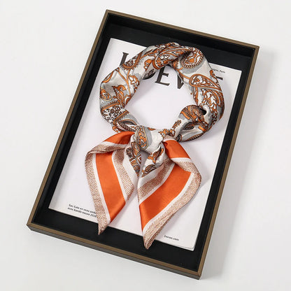 Bohemian Style Print Luxury Brand Silk Square Scarf Women Satin Shawls Neckerchief Wrap Scarves Bandana Hair Hjiab Floral