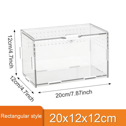 Clear Acrylic Reptile Terrarium Breeding Box – Transparent Nano Habitat Enclosure for Turtles, Arboreal Tarantulas, Bearded Dragons & Small Reptiles