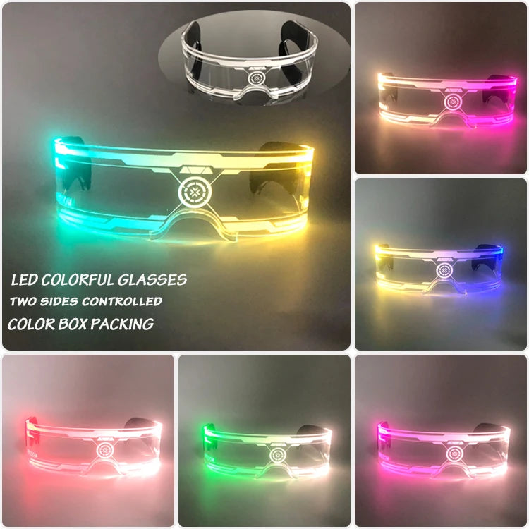Gafas LED ciberpunk luminosas – Gafas futuristas con luz para cosplay, raves y fiestas de Halloween