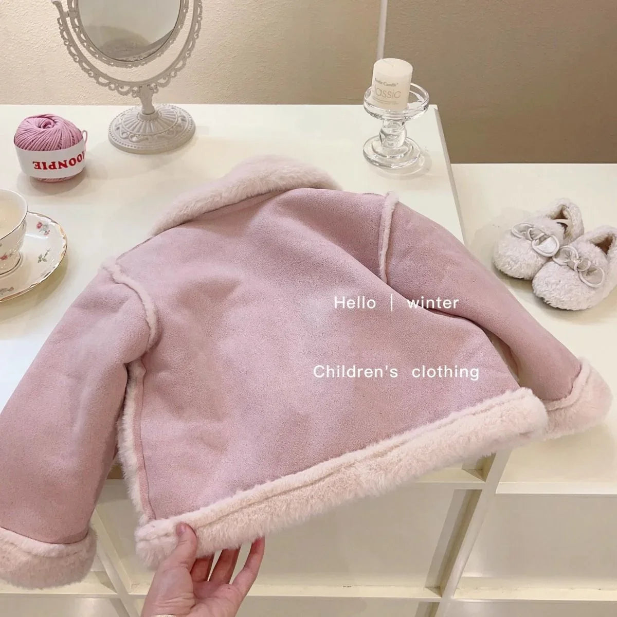 Girls Winter Coat with Plush Lining, Thick Cotton-Padded Baby Jacket, Fashionable Warm Outerwear for Kids and Toddlers