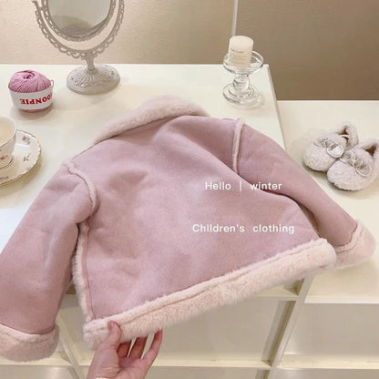 Girls Winter Coat with Plush Lining, Thick Cotton-Padded Baby Jacket, Fashionable Warm Outerwear for Kids and Toddlers