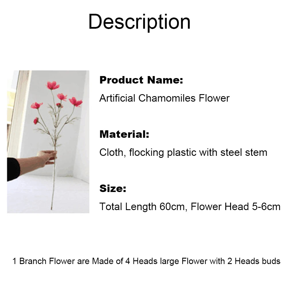 1 Gerbe de 60cm de Fleurs Artificielles Camomille Marguerite – Fausse Fleur en Soie Blanche pour Décoration de Mariage, Décoration de Table, Arrangements de Fête & Bouquets DIY