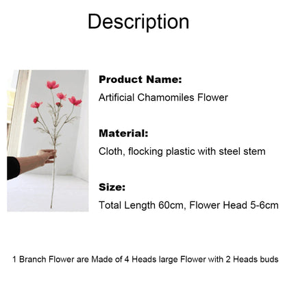 1 Gerbe de 60cm de Fleurs Artificielles Camomille Marguerite – Fausse Fleur en Soie Blanche pour Décoration de Mariage, Décoration de Table, Arrangements de Fête & Bouquets DIY