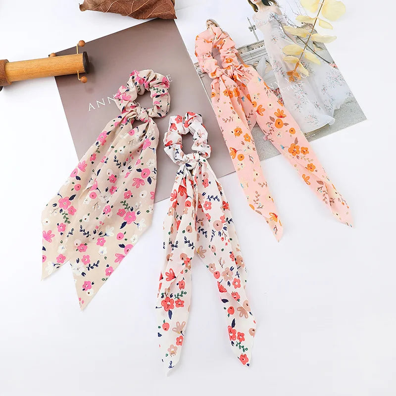 Korean Dots Scrunchie Hair Tie – Long Scarf Ponytail Elastic Hair Band for Women | Sweet Fashion Hair Accessories