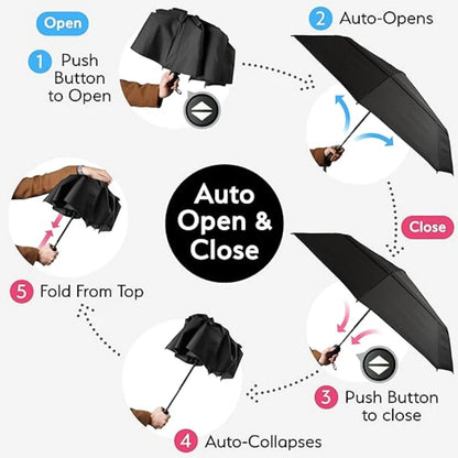 Paraguas Automático Cortavientos de 72 Huesos – Paraguas Grande Plegable para Lluvia con Protección UV para Hombres y Mujeres, Paraguas Impermeable de Alta Resistencia para Exteriores