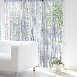 Cortina decorativa de hilos – Separador de ambientes con borlas para puertas, ventanas y decoración del hogar