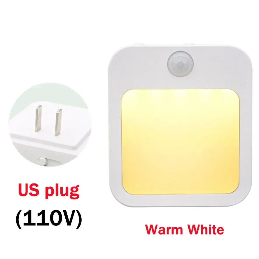 Motion Sensor LED Night Light – Dimmable EU Plug-In Cabinet & Bedside Lamp for Bedroom, Baby Room, Hallway & Bathroom