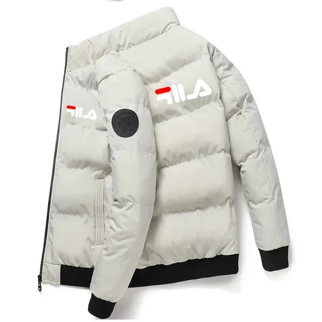 Men’s Short Winter Jacket – Thick Warm Windproof Coat with Zipper & Printed Design, Casual Outdoor Outerwear, Sizes M–5XL