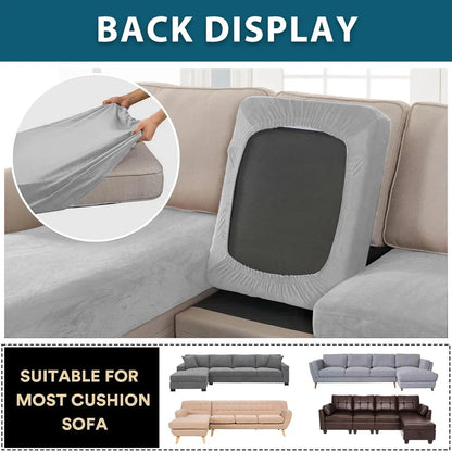 Velvet Sofa Cushion Cover – Plush Stretch Couch Slipcover Furniture Protector for Living Room