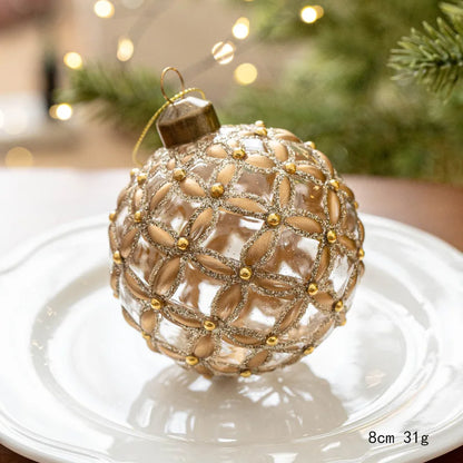 8CM Hand-Painted Glass Ball Christmas Ornaments – Decorative Hanging Pendants for Christmas Tree, Window Display & Holiday Home Decor