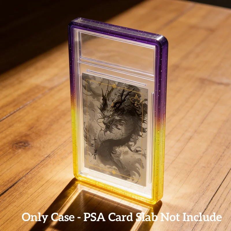 Étui de protection Bumper en TPU à paillettes – Housse de protection avec dos transparent pour cartes à collectionner PSA 35PT