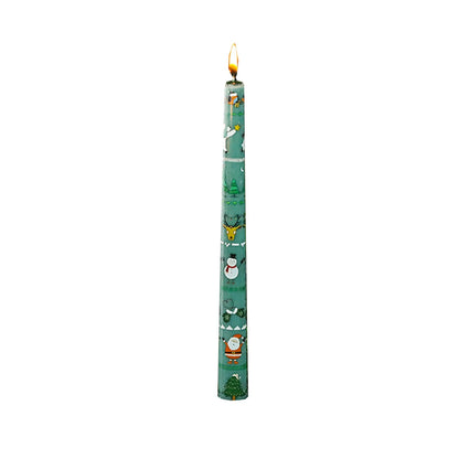 2PCS 10-Inch Christmas Candles – Tall Unscented Xmas Cartoon Candles with Holders, Winter Holiday Table & Home Decor