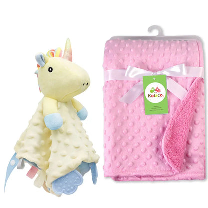 Couverture et doudou personnalisés avec prénom de bébé – Ensemble doux en minky à pois, 2-en-1, cadeau de naissance personnalisé pour garçons et filles