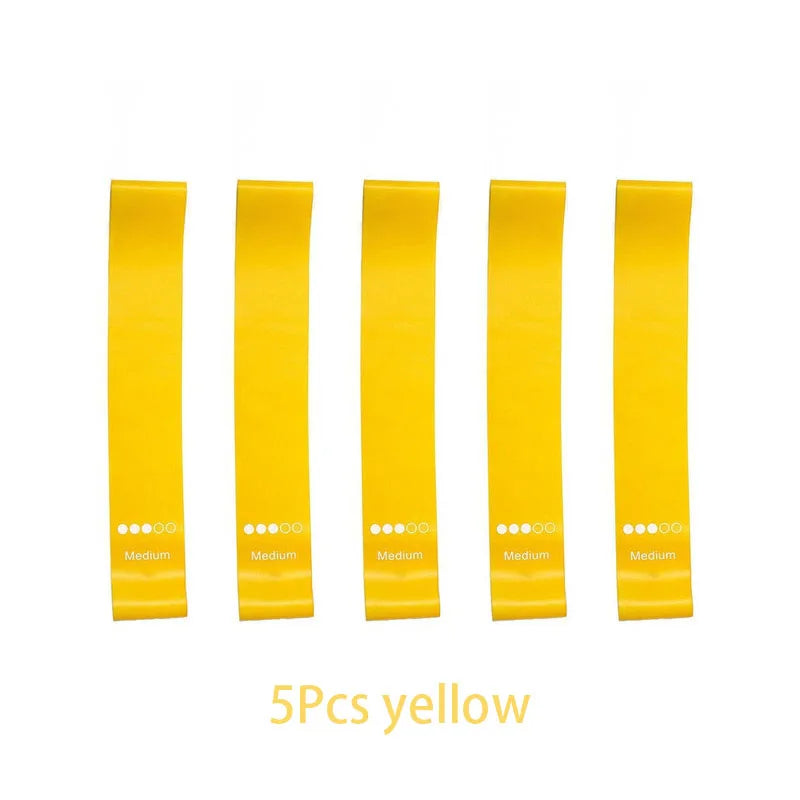Lot de 5 bandes de résistance pour yoga – Bandes élastiques de Pilates pour musculation, étirements, entraînement musculaire et exercices de fitness à domicile