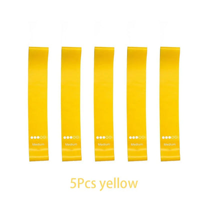 Lot de 5 bandes de résistance pour yoga – Bandes élastiques de Pilates pour musculation, étirements, entraînement musculaire et exercices de fitness à domicile