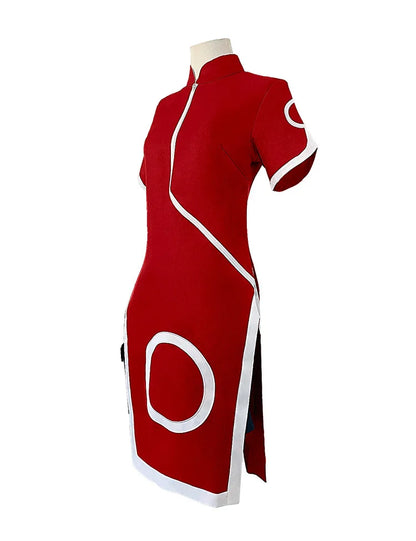 Naruto Haruno Sakura Cosplay Costume – Qipao Cheongsam Ninja Dress for Women & Girls