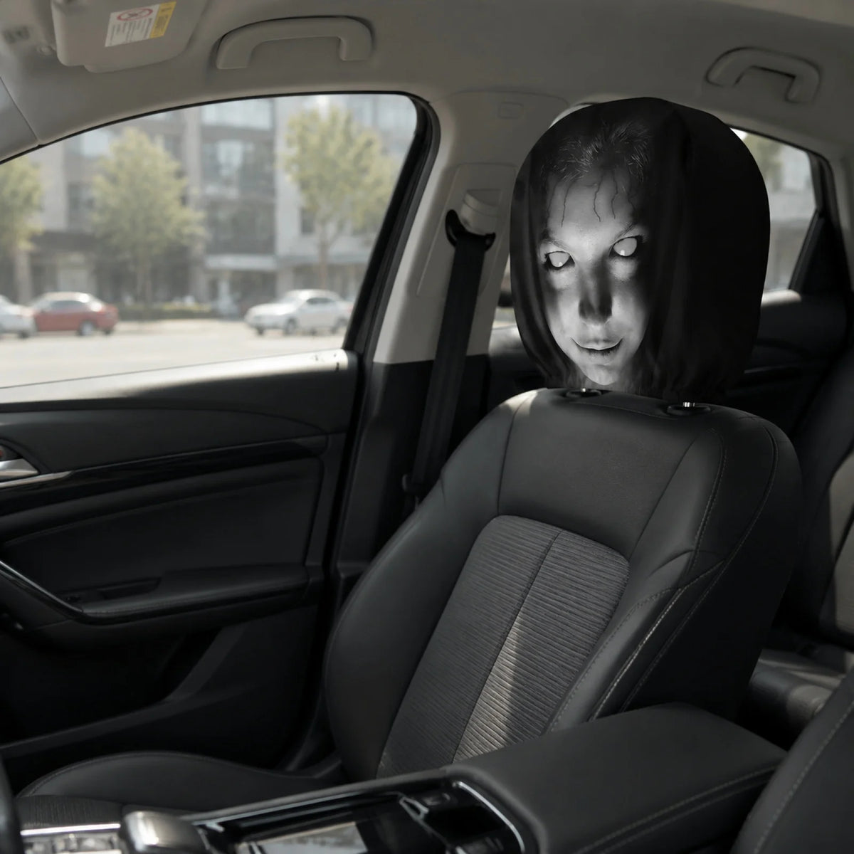 2026 Halloween Car Headrest Covers – Funny Cartoon Seat Headrest Protectors for Front Car Seats, Spooky Auto Interior Decoration