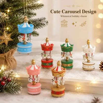 Wooden Carousel Horse Christmas Ornaments – Miniature Hanging Tree Pendants, Holiday Home Decor, Kids’ Gifts & Party Favors