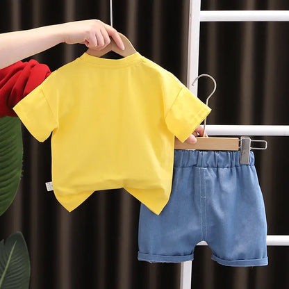 Conjunto de camiseta y shorts de algodón con estampado de coches para bebés, ideal para el verano, edades de 1 a 5 años