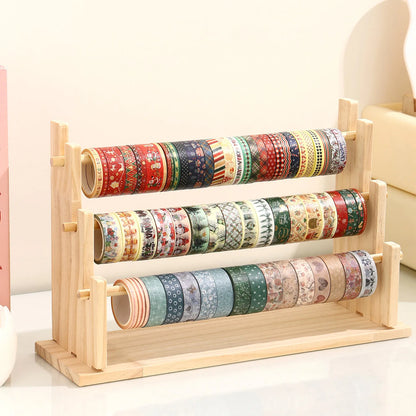 Organizador de escritorio de madera – Estantería de almacenamiento multicapa para material de oficina, pegatinas y joyas