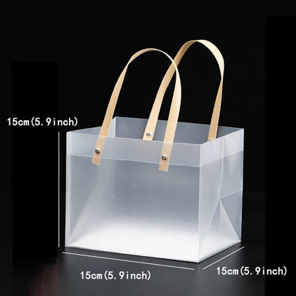 10PCS Frosted PVC Tote Gift Bags – Waterproof Transparent Reusable Gift, Candy & Party Favor Bags for Packaging & Shopping