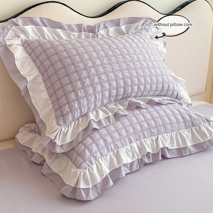 Juego de ropa de cama de 3 piezas de encaje coreano Seersucker – Juego de funda nórdica y fundas de almohada para dormitorio y habitación de invitados