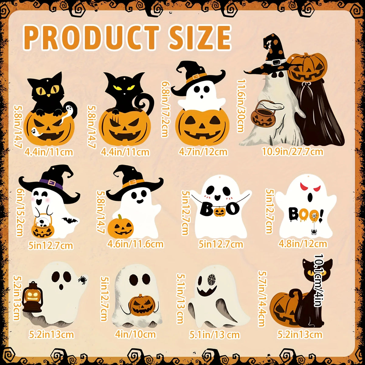 12PCS Cute Paper Halloween Ghost Decorations – Hanging Ghost Party Ornaments for Home, Room, Window & Halloween Party Decor