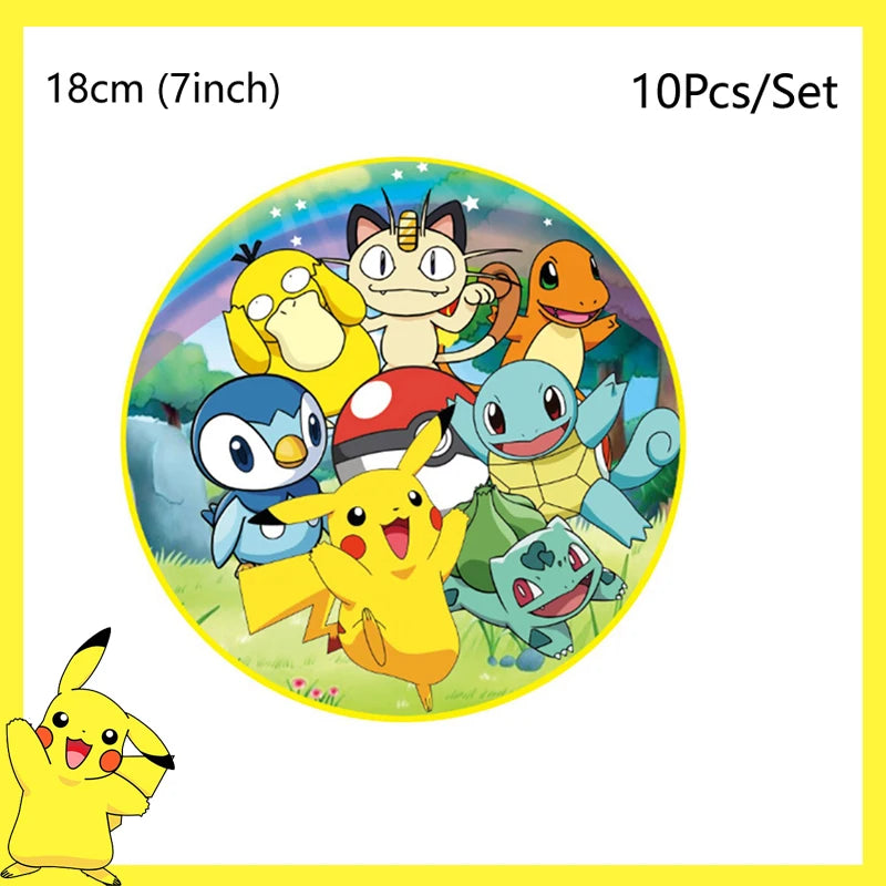 Décorations d'anniversaire Pokémon – Vaisselle Pikachu, Ballons, Décorations de Gâteau et Articles de Fête