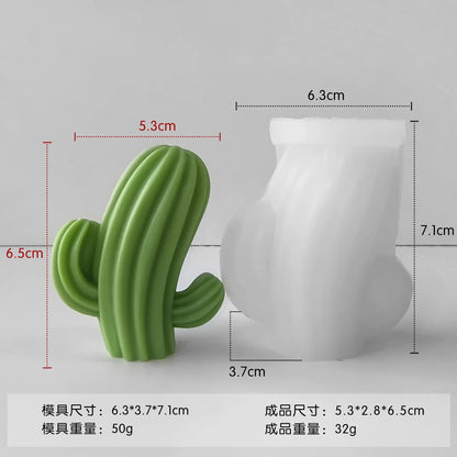 Molde de Silicona para Velas de Aromaterapia con Diseño de Cactus DIY – Molde de Plantas Suculentas para Velas Hechas a Mano de Cera de Soja, Manualidades de Resina, Adornos de Yeso y Proyectos DIY de Decoración del Hogar