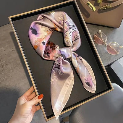 Women's Luxury Satin Silk Feel Square Scarf Printed Hair Scarf Neckerchief Bandana Hijab Wrap