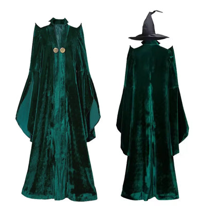 School of Witchcraft & Wizardry Professor McGonagall Costume – Hogwarts-Inspired Robe for Halloween Cosplay, Wizard School Parties & Dress-Up