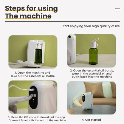 Diffuseur d'arômes – Machine à parfum couvrant 200 m³, diffuseur de parfum intelligent avec contrôle via application Bluetooth, distributeur d'huiles essentielles pour la maison, le bureau et la purification de l'air intérieur