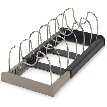 Expandable Stainless Steel Pot Lid Organizer Rack Kitchen Cabinet Storage for Pans, Cutting Boards & Cookware