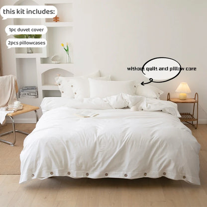 3-Piece 100% Cotton Bedding Set – Duvet Cover & Pillowcase Set for Queen & King Beds