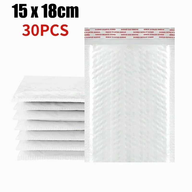 Sobres de burbujas blancos – Sobres de envío acolchados impermeables con autocierre, bolsas de embalaje de burbujas gruesas para envíos seguros (11/15/23 cm)