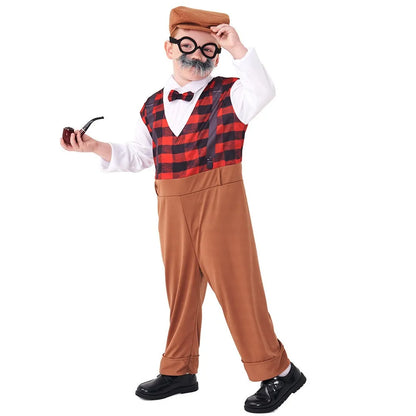 Halloween Children’s Cosplay Costumes – Grandpa & Centenarian Character Performance Wear for Kids Dress-Up & Stage Play