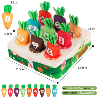 Montessori Wooden Carrot Harvest Toy Color, Number, Shape & Animal Matching Educational Toy