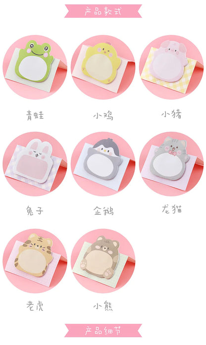 8 Packs Cartoon Animal Sticky Notes – Cute Shaped Memo Pads with Colorful Creative Designs for Office, School, Journaling & Stationery Use