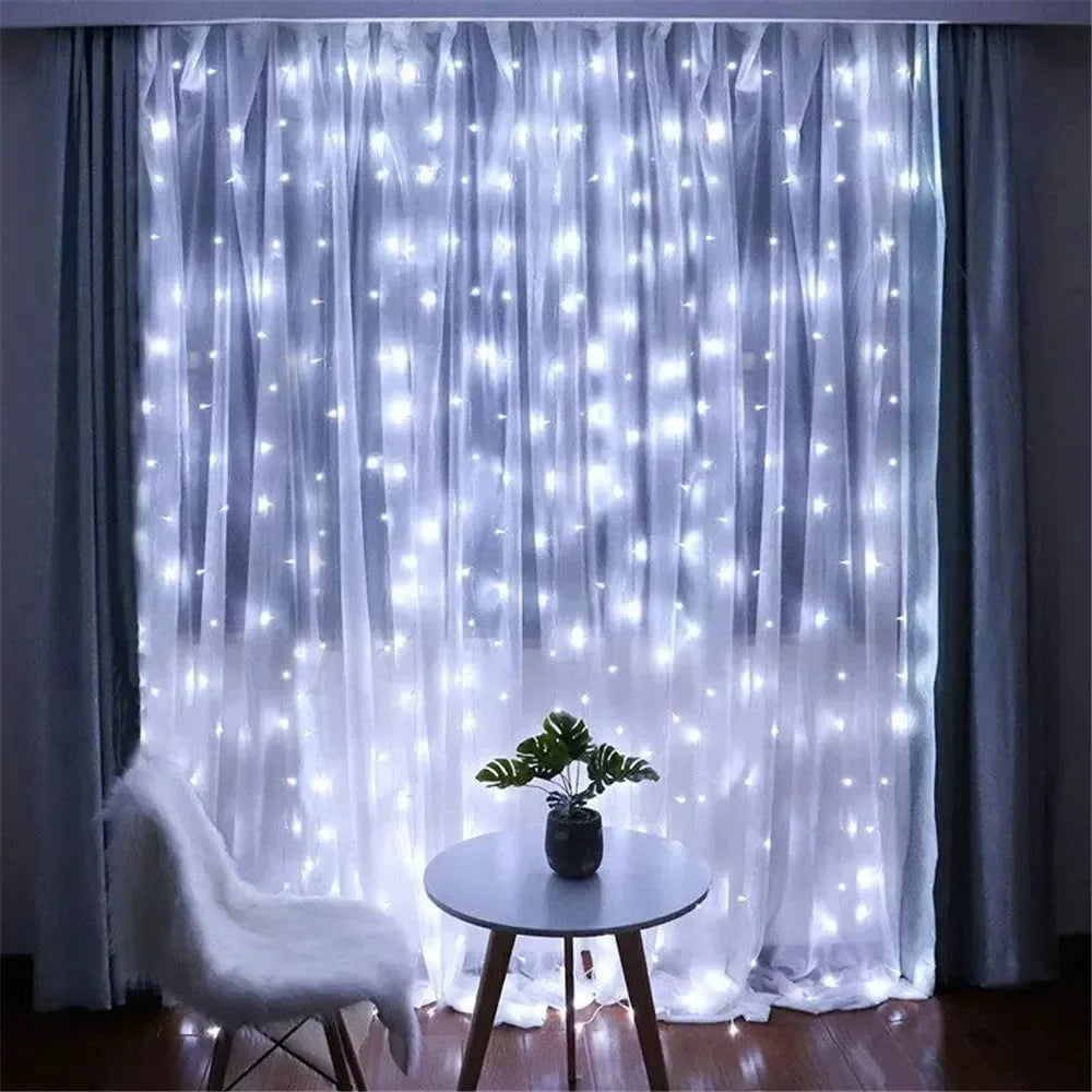 Luces USB LED de Cortina – 8 Modos de Iluminación con Control Remoto para Decoración de Dormitorio, Boda, Festividades y Hogar (3M/6M)