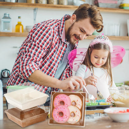 5/10PCS Kraft Paper Cake & Dessert Boxes for Donuts, Cookies, Sandwiches, Bakery Packaging & Party Favors