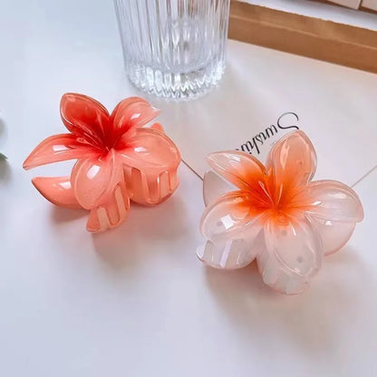 Pinzas de pelo hawaianas con diseño floral degradado – Pasadores grandes florales tropicales para mujer | Accesorios de moda para el pelo para vacaciones en la playa