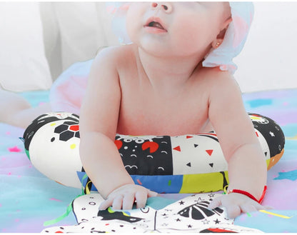 Coussin de Temps sur le Ventre pour Bébé et Jouet Sensoriel à Contraste Élevé – Coussin de Soutien Réversible Noir et Blanc pour Nouveau-né pour le Redressement de la Tête et le Développement Précoce