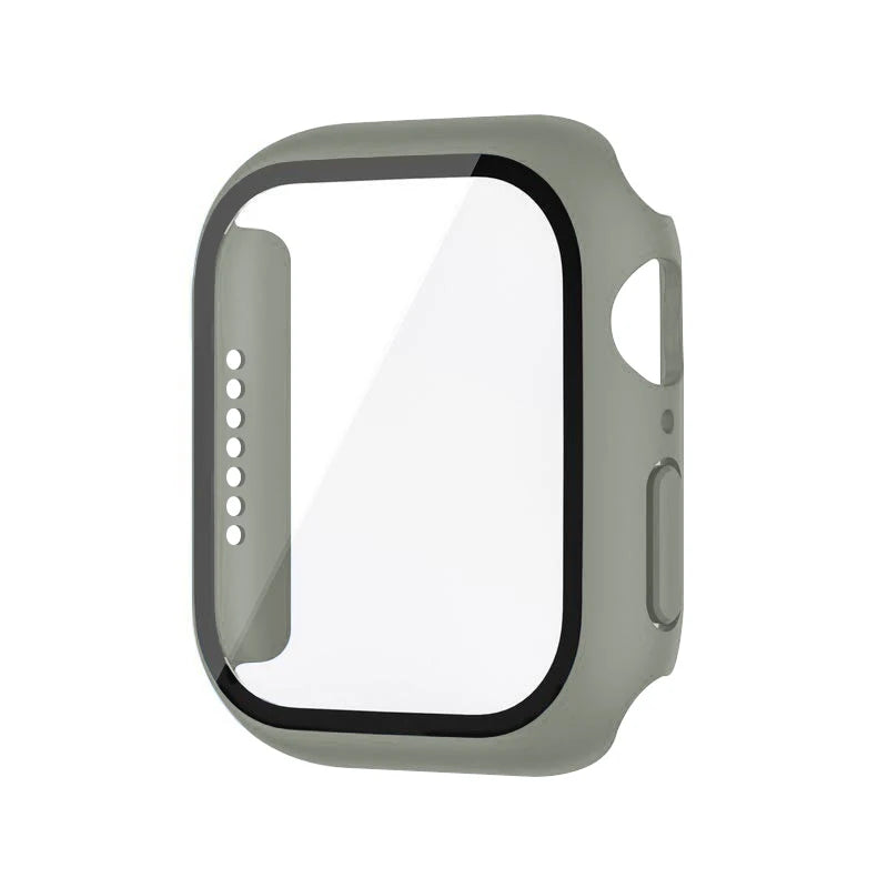 Funda con protector de pantalla de cristal templado para Apple Watch Series 10, 9, 8, 7, 6, SE y 5 (38 mm-46 mm) – Cubierta protectora completa 2 en 1