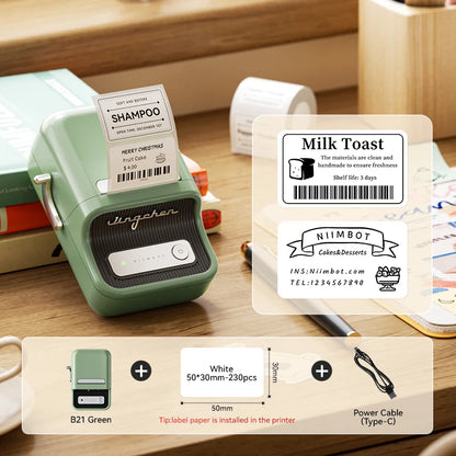 NiiMbot B21 Mini Thermal Label Printer – Wireless Bluetooth Barcode Label Maker with Portable Adhesive Printing for Office & Business