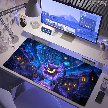 XXL Pokémon Gengar Purple Gaming Mouse Pad – Extended Kawaii Desk Mat (900×400 Keyboard & Mouse Rug for PC & Laptop Setup)