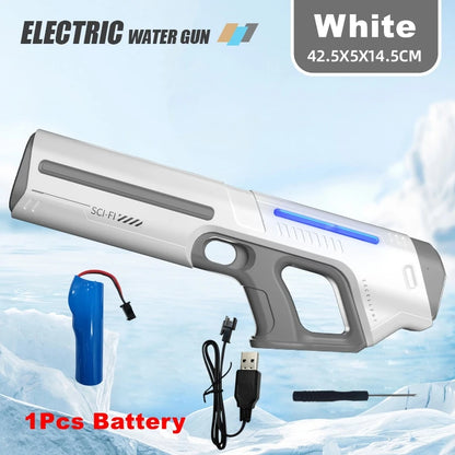 Pistolet à Eau Électrique pour Adultes – Puissant Lanceur d'Eau Automatique avec Grand Réservoir d'Eau pour Piscine d'Été, Plage et Jeux Aquatiques Extérieurs