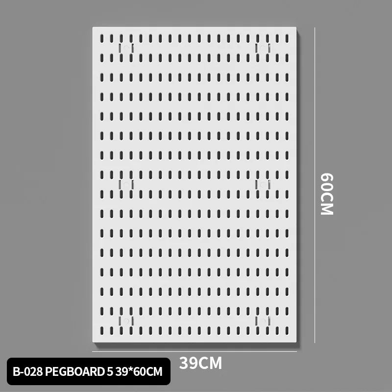 Kit de organización modular de pared con tablero perforado (Pegboard) para bricolaje – Paneles de almacenamiento colgantes sin taladro para cuartos de manualidades, oficina y organización del hogar