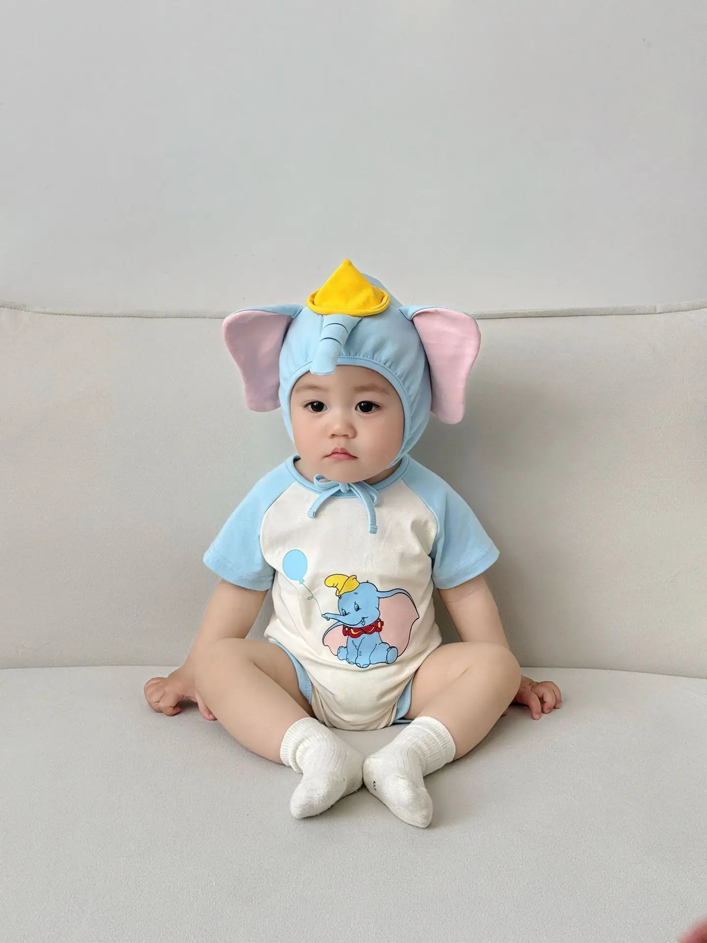 3D Elephant Baby Romper with Hat Set Short Sleeve Newborn Bodysuit Summer Outfit