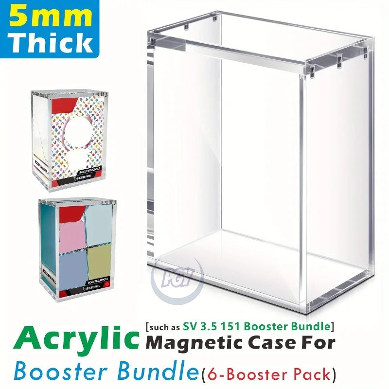 Acrylic Trading Card Storage Box – Magnetic Closure Stackable Case for Booster & Elite Trainer TCG Cards (1–2 Pack)